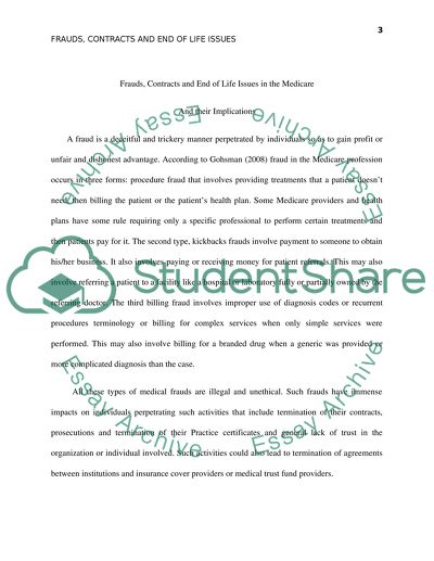 Frauds, Contracts and End of Life Issues in Medicare