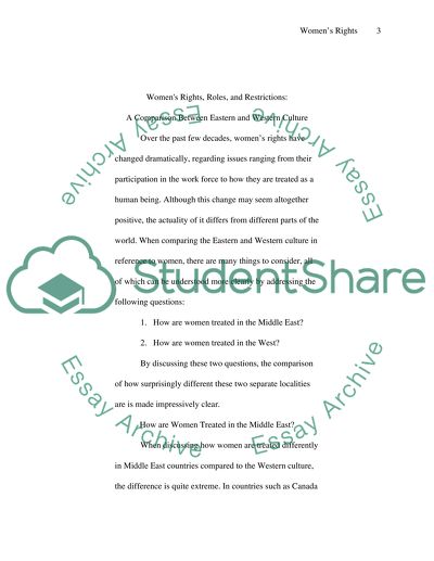 Women Rights, and Restrictions in Eastern and Western Cultures