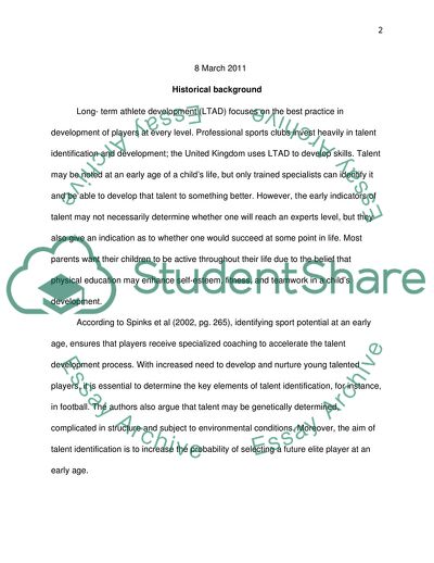 Talent Identification and Development in the UK
