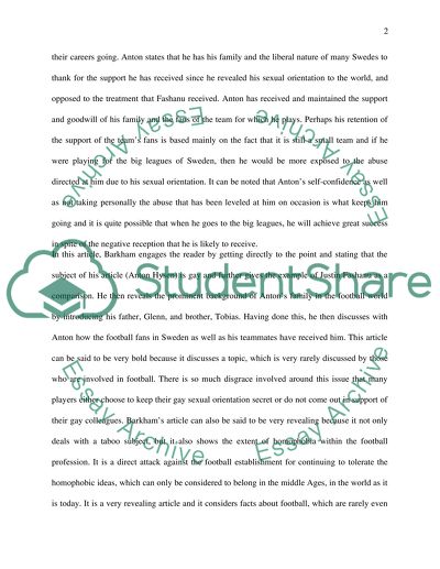 Fotballs Last Taboo - Article by Patrick Barkham