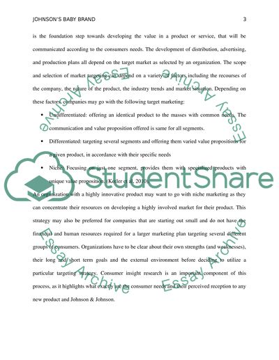 Target Market and Brand Strategy of Johnson and Johnson