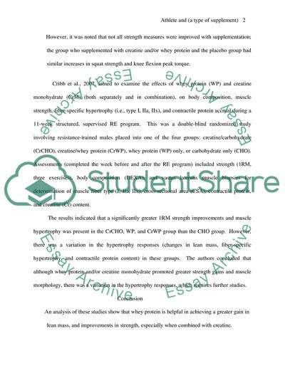 Athlete and (a type of supplement)