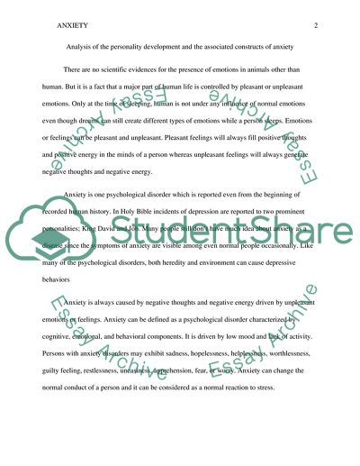 Role of Anxiety in Personality Development