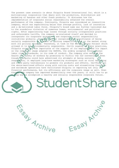 CASE STUDY-CHIQUITAS GLOBAL TURNAROUND