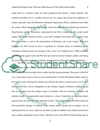 Did Lebanon Fall Apart In the 1970s and 1980s because of the Arab-Israeli Conflict