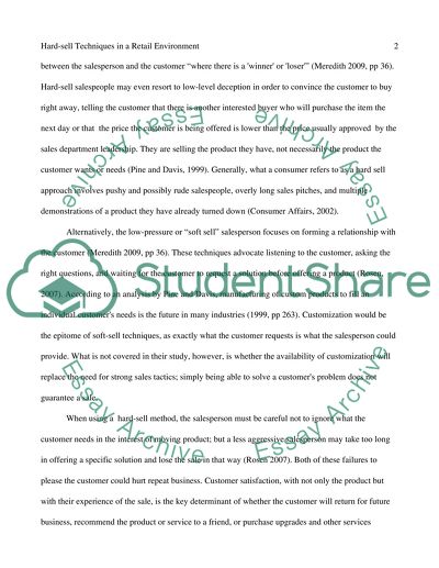 Effectiveness of Hard-Sell Techniques for Retail Product and Service Sales