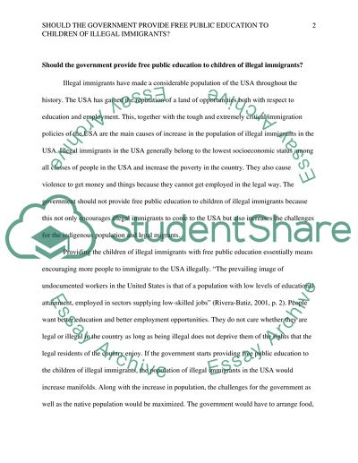 Should the government provide free public education to children of illegal immigrants