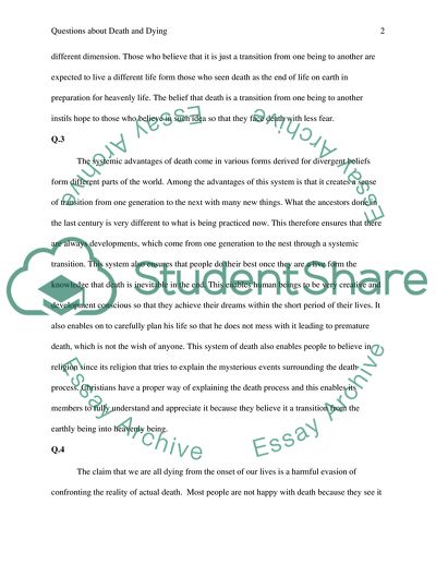 Questions About Death and Living