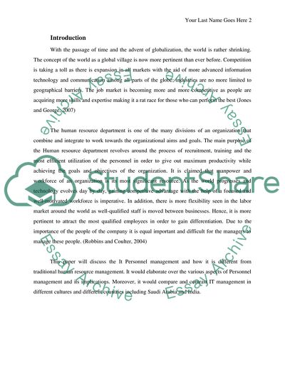 Analysis of IT Personnel Management