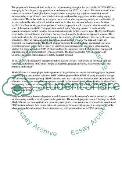 Subcontracting strategy for future SBM offshore projects and its implemetntation