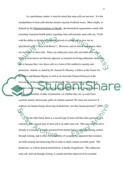 Modern conservatism and stem cell research