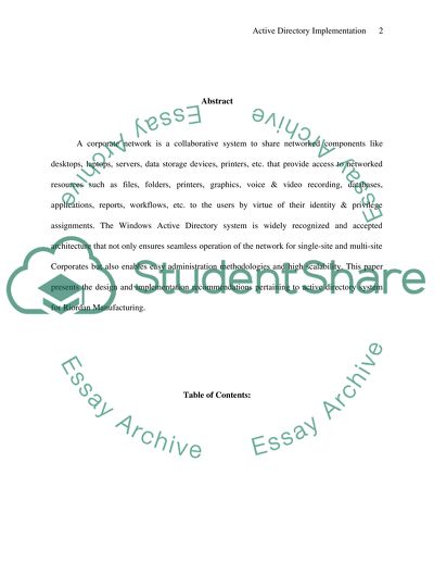 Implementation Plan for Active Directory