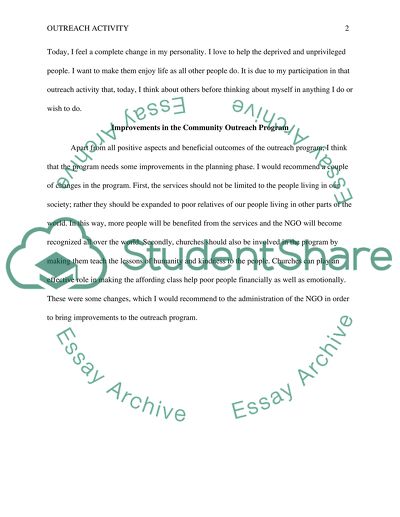 Describe your participation in a community outreach activity