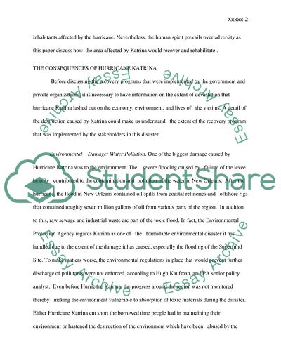 Recovery from Hurricane Katrina