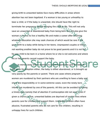 Should Abortions Be Legal