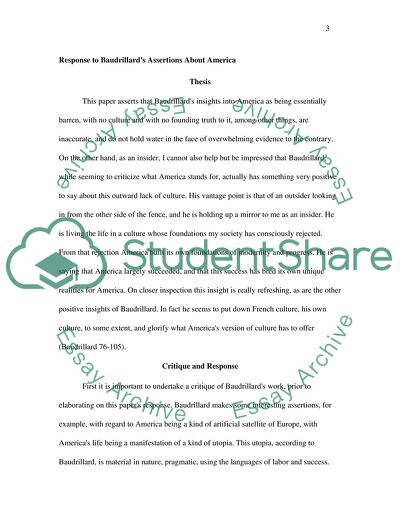 Baudrillards Assertions about America