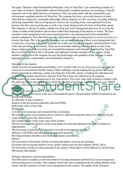 Business under Sustainability Principles: Case of Tetra Pak