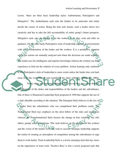 Action Learning and Governance