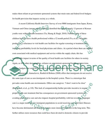 The Financial Implications of Immigrant Health Care