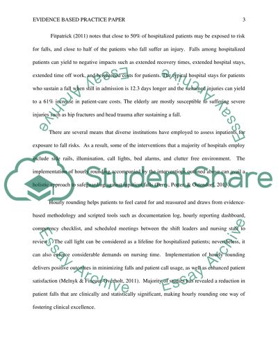 Evidence Based Practice Paper: Patient fall Reduction Program