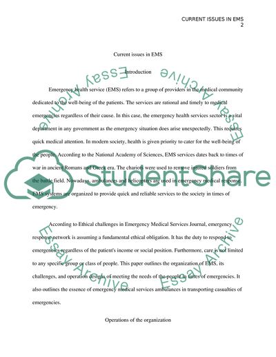 Current Issues in EMS