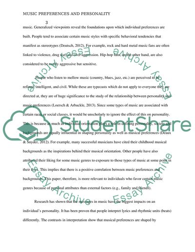 Music Preferences and Personality