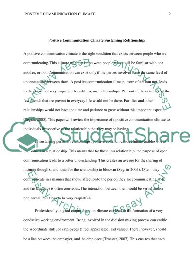 A Positive Communication Climate