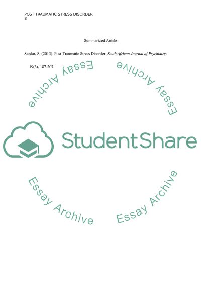 Find a peer-reviewed article on a psychological disorder