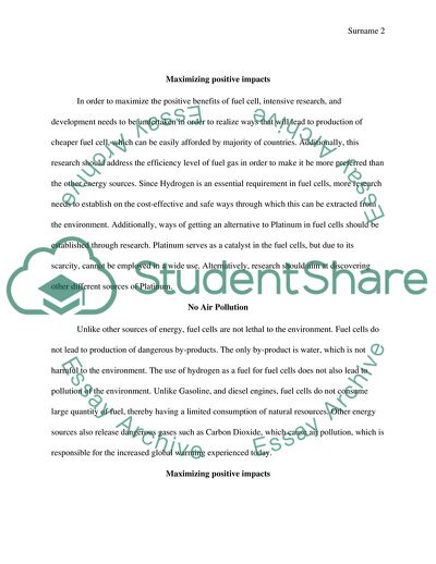 Maximizing Positive Impacts of Fuel Cell