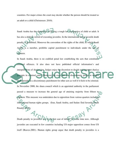 Juvenile Criminal Responsibility and Liability to the Death Penalty in Saudi Arabia