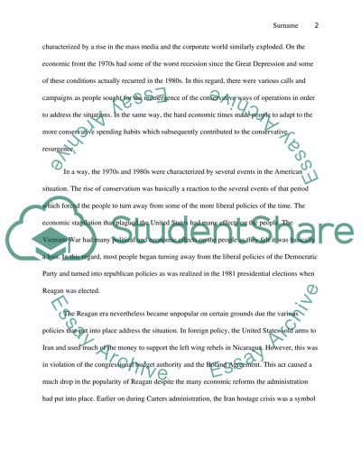 Conservative Resurgence in the United States in Reagan Era