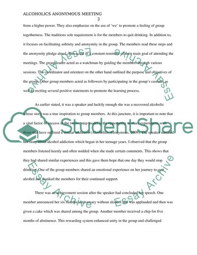 Alcoholics Anonymous Meeting Reaction Paper