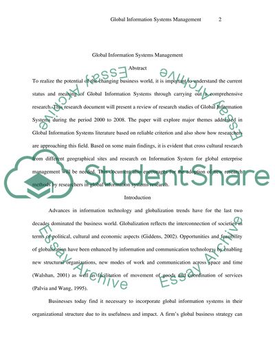 Global Information Systems Management