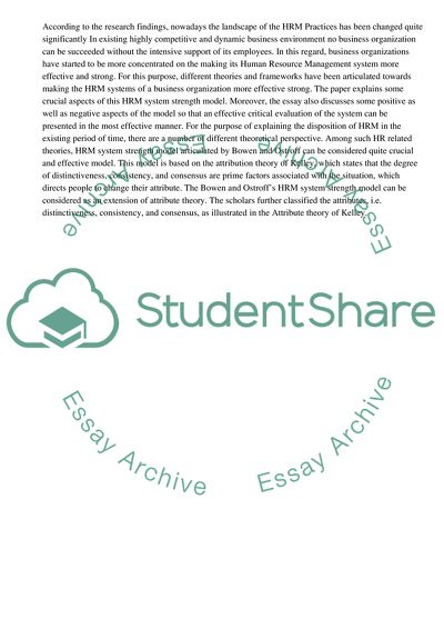 Bowen and Ostroffs HRM System Strength Model