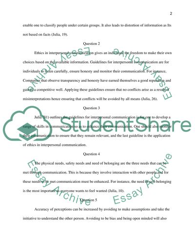 Ethics in Interpersonal Communication