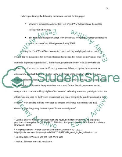 Feminism and Pacifism in England and France during World War I