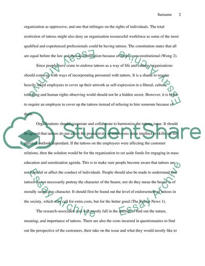 Tattoo acceptance in the workplace