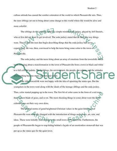 Anylize the Movie Pleasentville