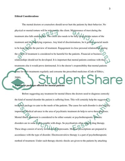 The Mental Treatment Packages and Health Reforms in America