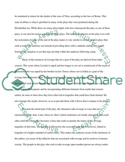 Revenge in William Shakespeares Titus Andronicus