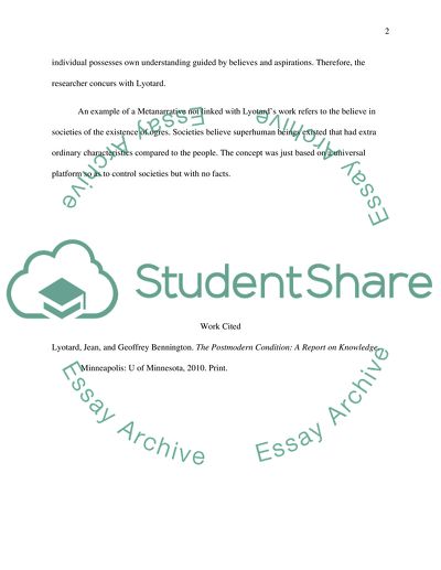 Metanarratives Works in Postmodernism