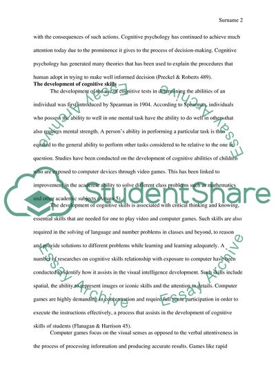 Relationship between Cognitive Skills and Academic Achievement