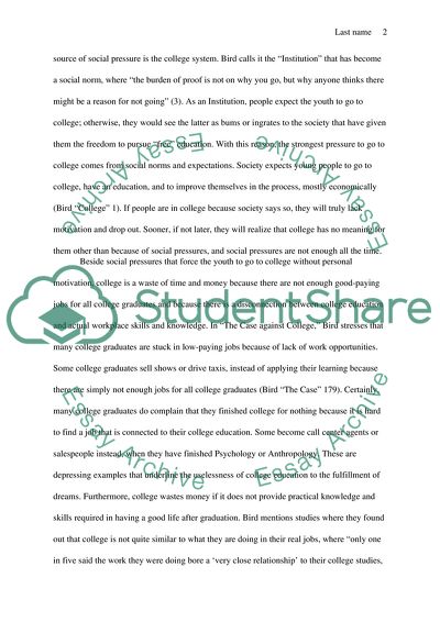 essay about contribution to college