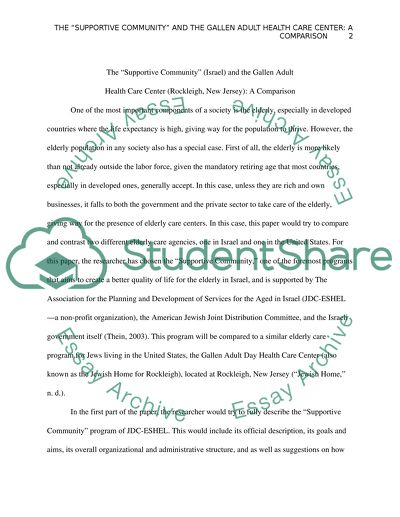 The Supportive Community and the Gallen Adult Health Care Center