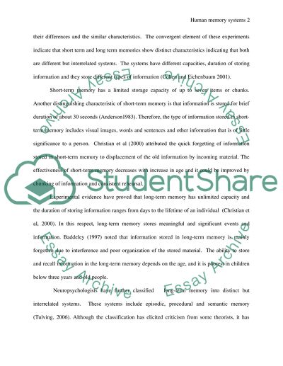 Human Memory Systems