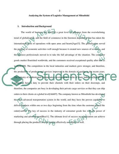 Analysis principles of logisties management within Mishubishi company in singapore