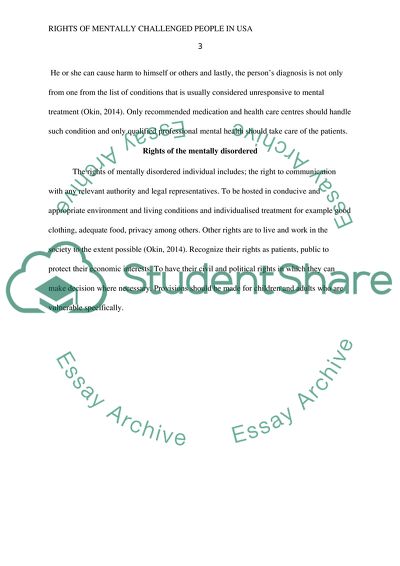 Rights of Mentally Challenged People in America