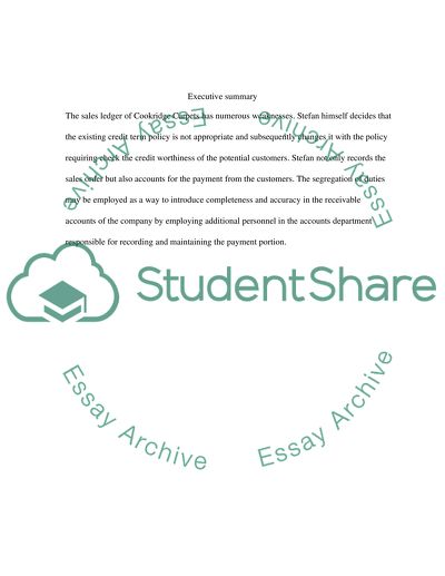 The Accounts Receivable (Sales Ledger) of Cookridge Carpets