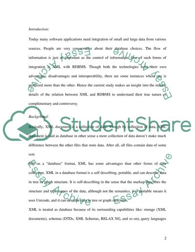 Details of the Relation between XML and RDBMS