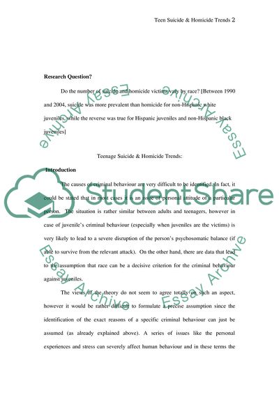 Teenage Suicide and Homicide Trends